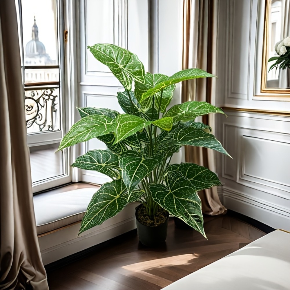 1pc 24 folhas artificial verde - Monstera Adansonii avaliação e preço